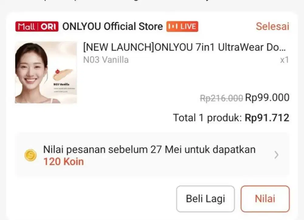 Cushion bedak Onlyou