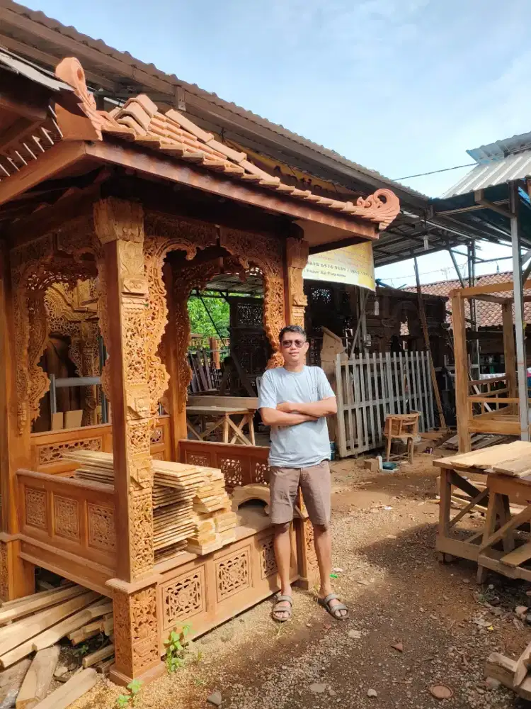 Gazebo ukir mini kayu jati