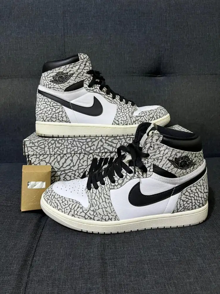 Sepatu Nike Air Jordan 1 High Elephant Grey White Black