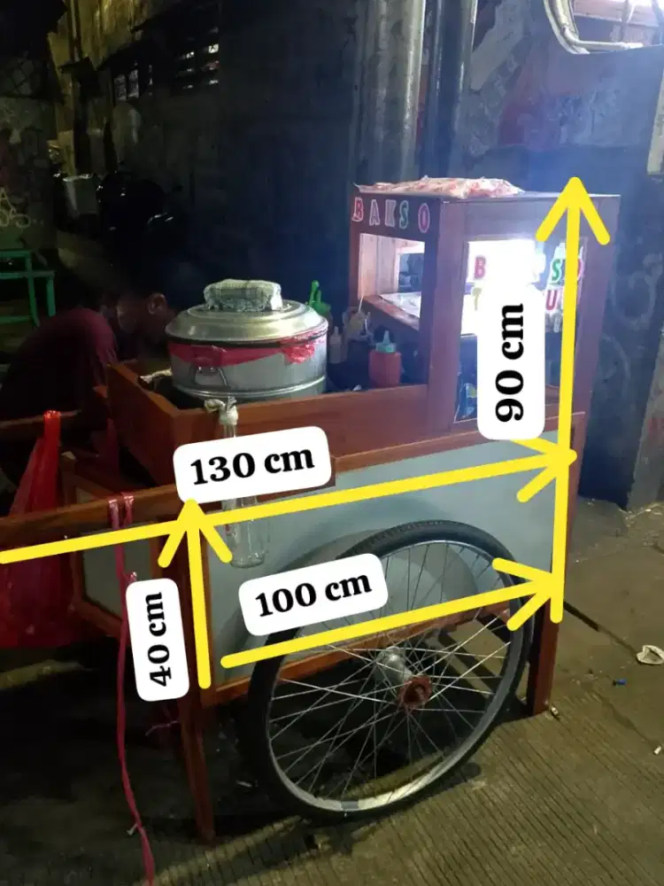 Grobak kayu bks bakso tusuk