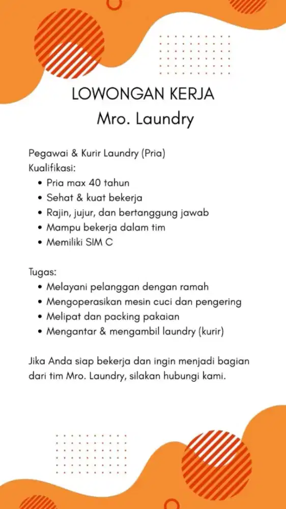 Loker kurir laundry