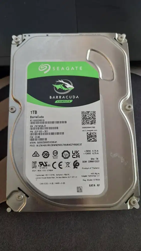 DIJUAL HDD Seagate BarraCuda 1TB - Health 100%