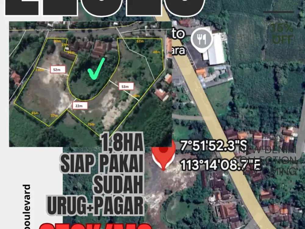 Leces Probolinggo Siap Pakai 1,8Ha