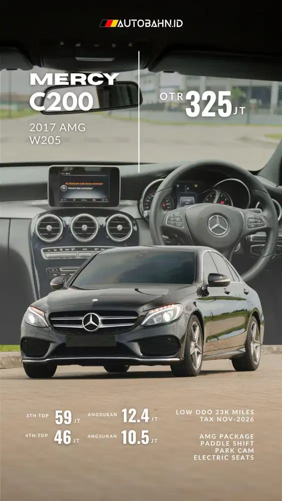 Collector's Item! Mercedes Benz C200 AMG 2017 Warranty Black x1 520i