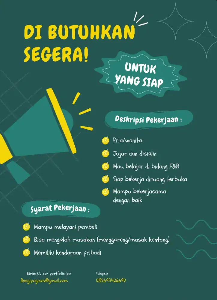 Lowongan kerja jualan kentang goreng