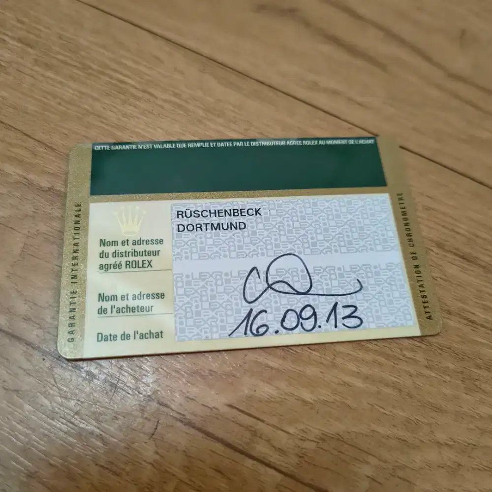 Rolex Card purchased in Dortmund No Omega Longines Watches