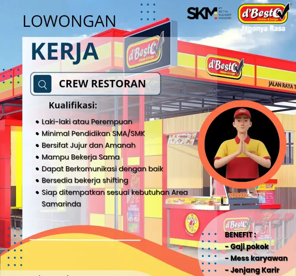 Lowongan Dbesto chicken and Burger