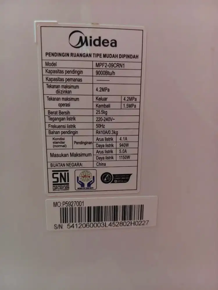 Dijual AC Portabel Midea 1 PK