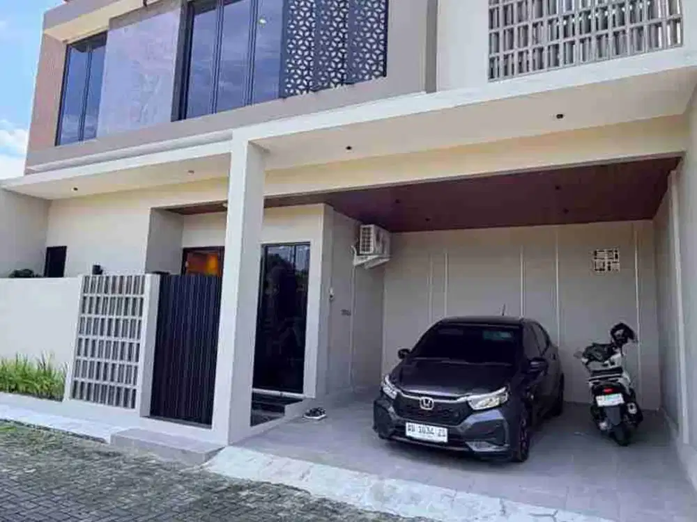 RUMAH MEWAH KONTEMPORER MODERN 2 LANTAI FULL FURNISHED VIEW SAWAH DI DALAM PERUMAHAN BATURETNO