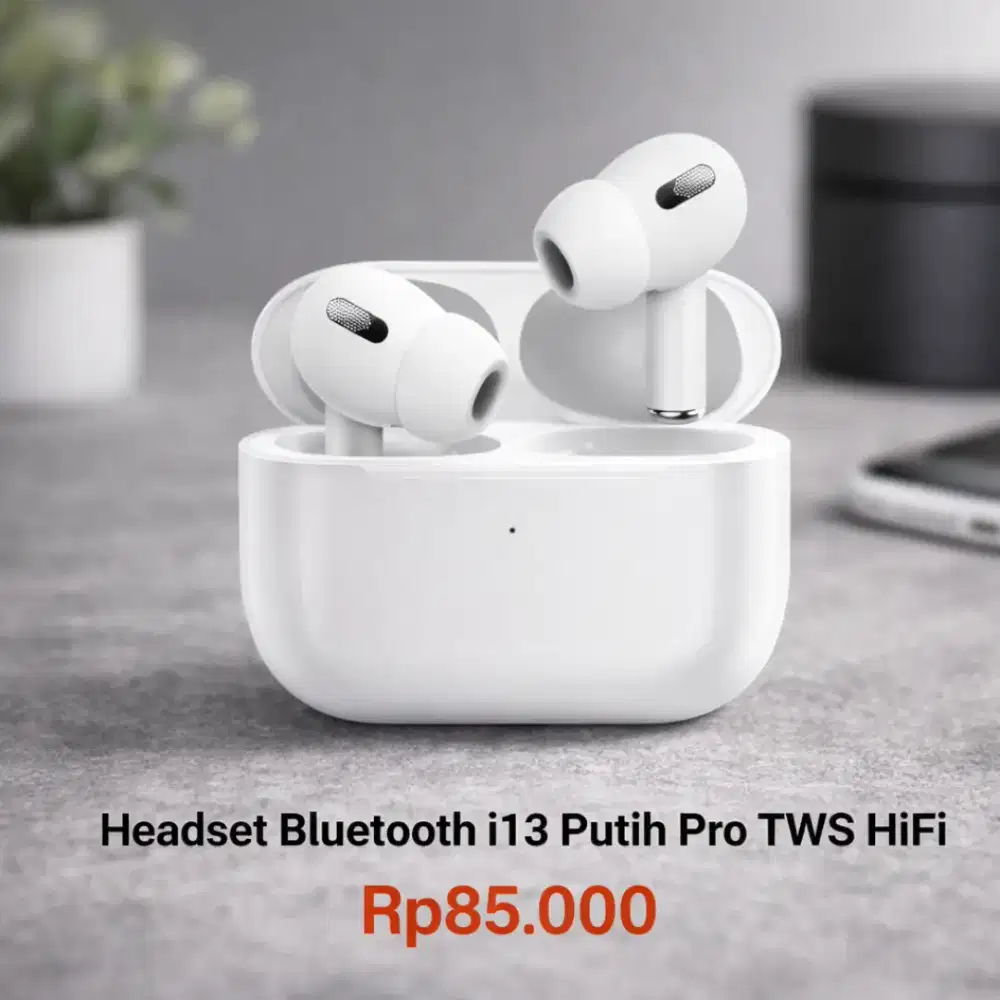 Headset Bluetooth Wireless inpods i13 Putih Pro TWS HiFi Stereo Sound