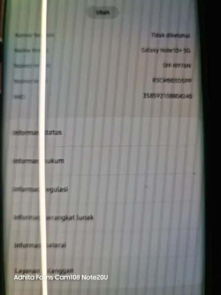 Samsung Note 10 Plus 5G  12+8/256 Minus Layak Pakai Sinyal Aman