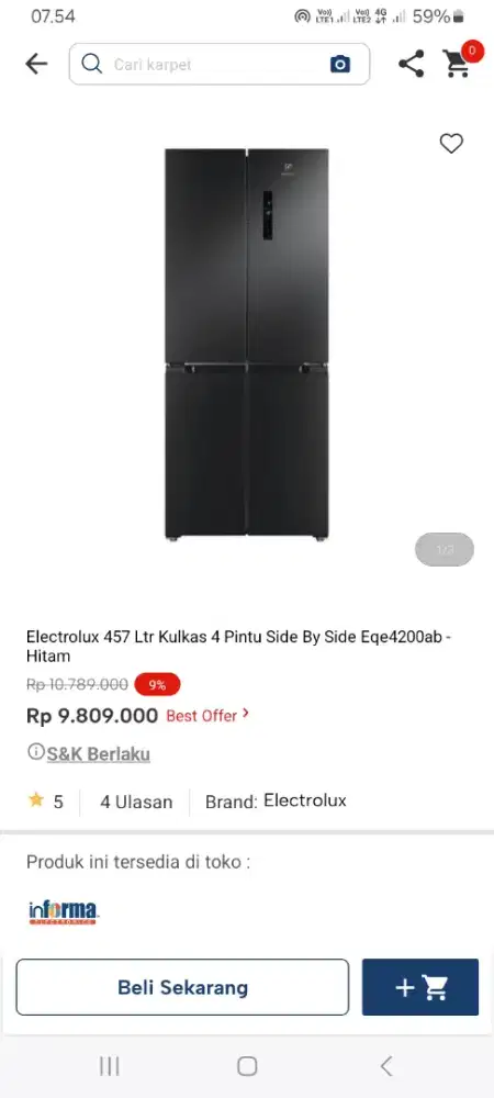 PROMO KREDIT ELECTROLUX KULKAS 4 PINTU SBS