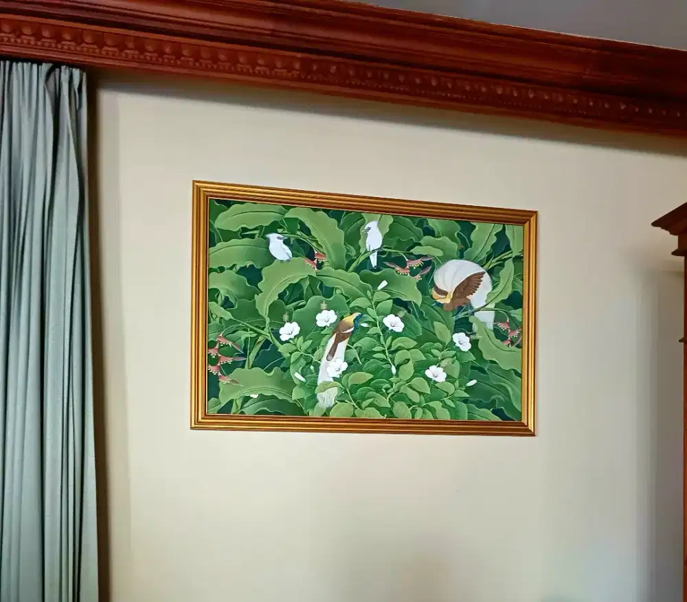 Lukisan Tangan Asli Canvas Bali + Pigura Size Besar 136 x 92cm