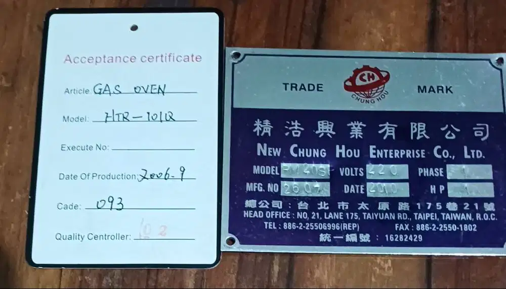 Oven Gas Deck Premium New Chung Hou Taiwan (2 Deck 4 Tray) - Siap Paka