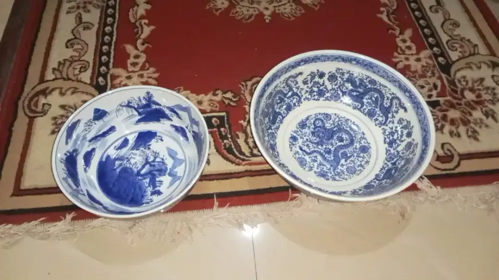 Asli 2 Mangkok Antik Besar Diameter 43 Cm Dan Kecil 34 Cm