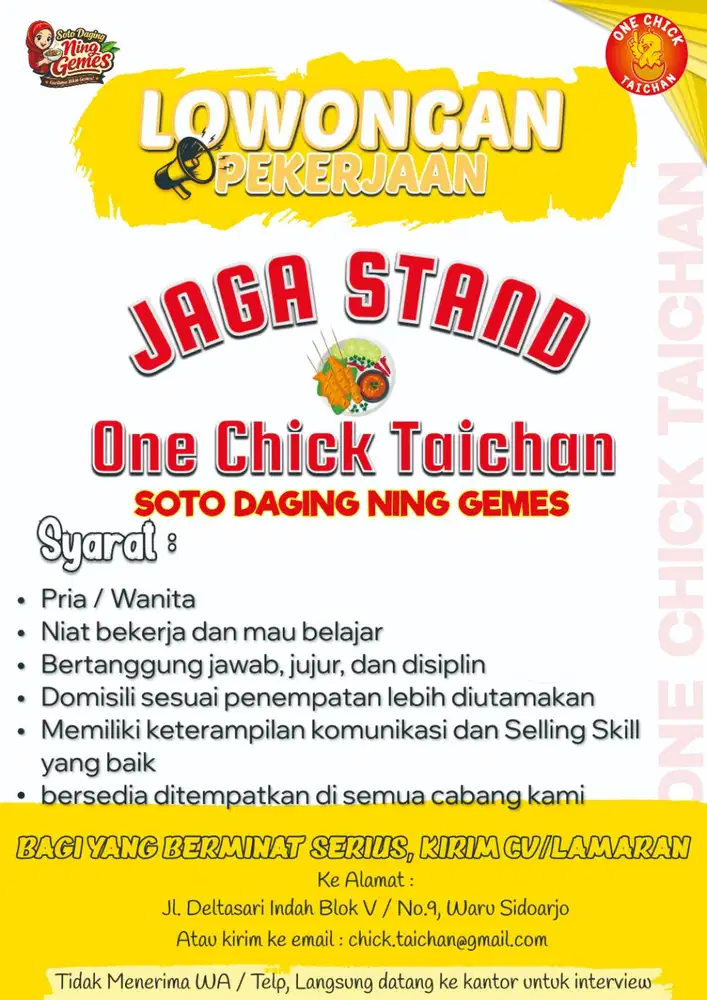 Jaga Stand Chick Satay Taichan