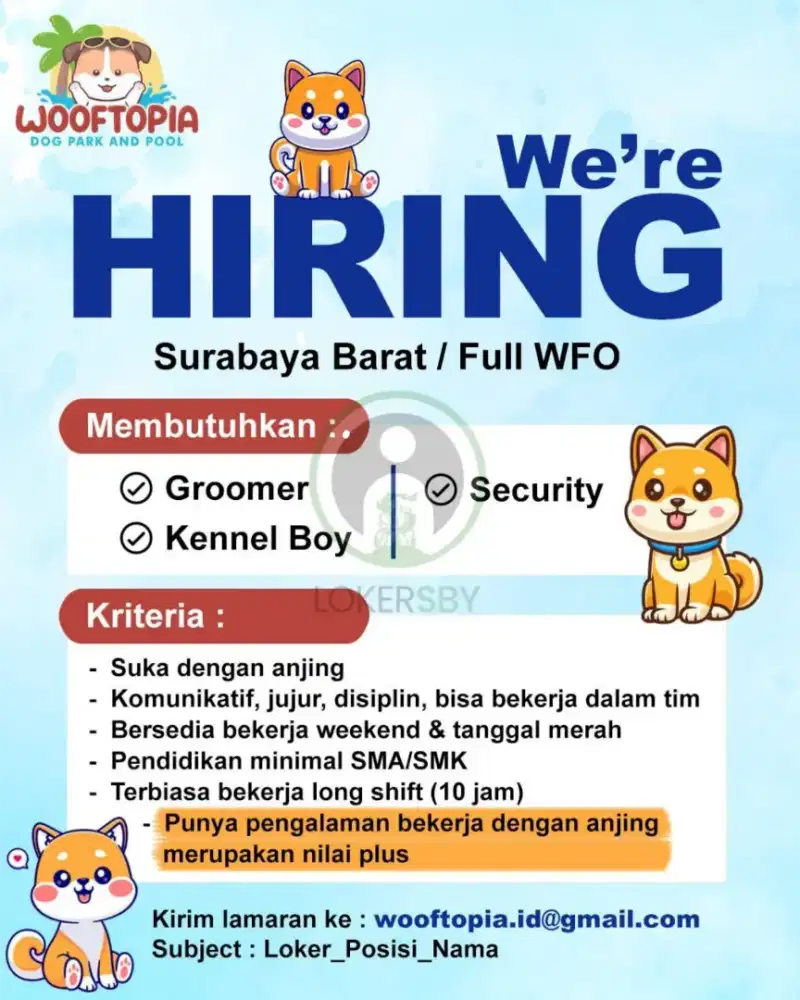 Lowongan Pekerjaan Untuk Di DOG PARK