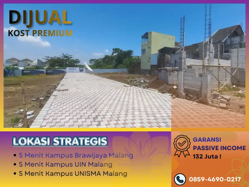 Kost Dijual 5 Menit Kampus UNISMA Malang Full Perabot SHM Split