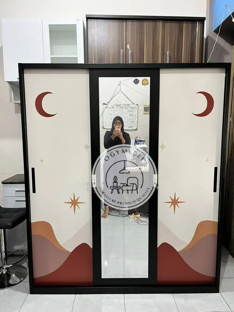 PROMO LEMARI PAKAIAN BESI 3 PINTU SLIDING SALE TERMURAH GRATIS ANTAR