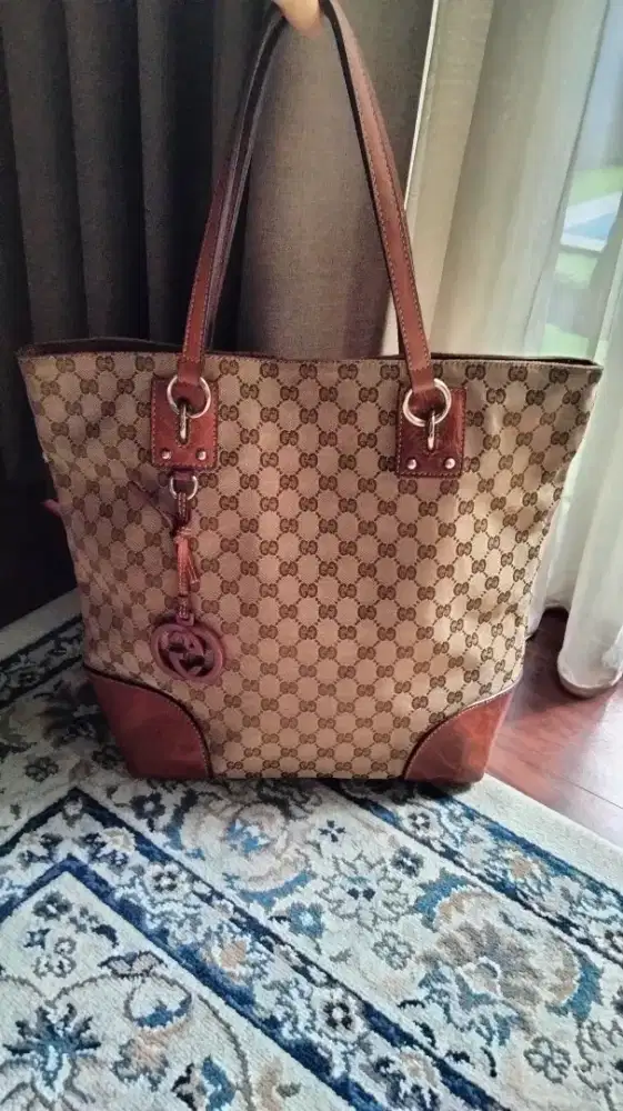 Tas gucci kanvas tote bag GG