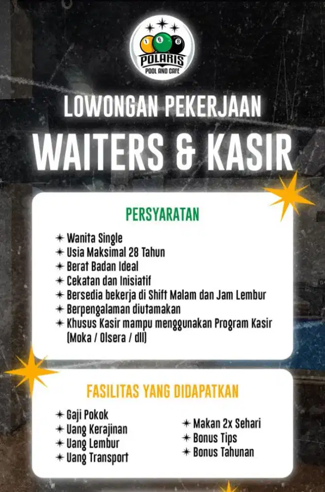 LOWONGAN PEKERJAAN WAITERS