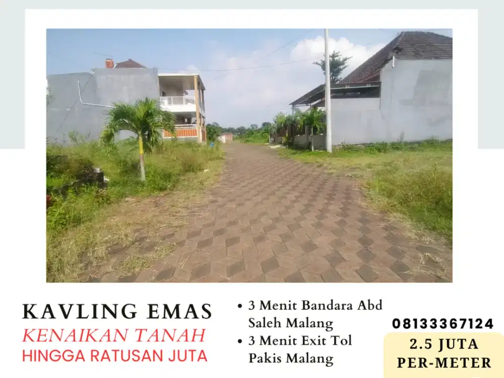 3 Menit Bandara Pakis Malang Jual Tanah Akses Mobil Simpangan