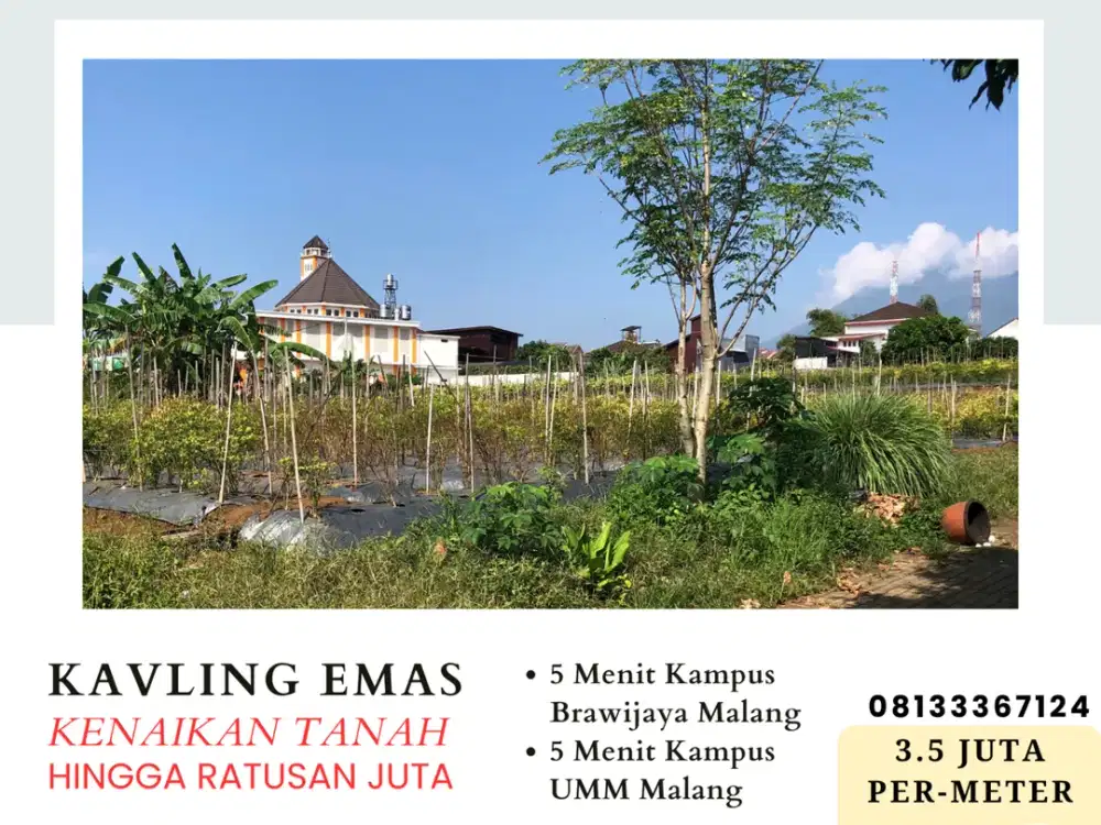 Jual Tanah Kavling 5 Menit Kampus UIN Malang SHM Split