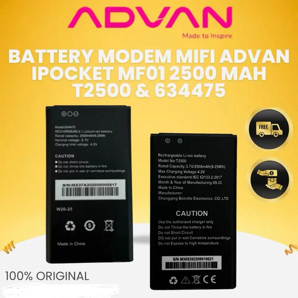 BARU ORIGINAL BATERAI MODEM ADVAN IPOCKET MF01