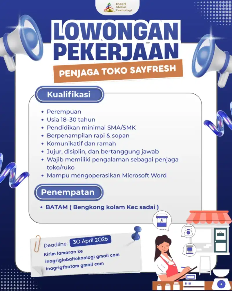 Lowongan Pekerjaan Penjaga Ruko Marketing