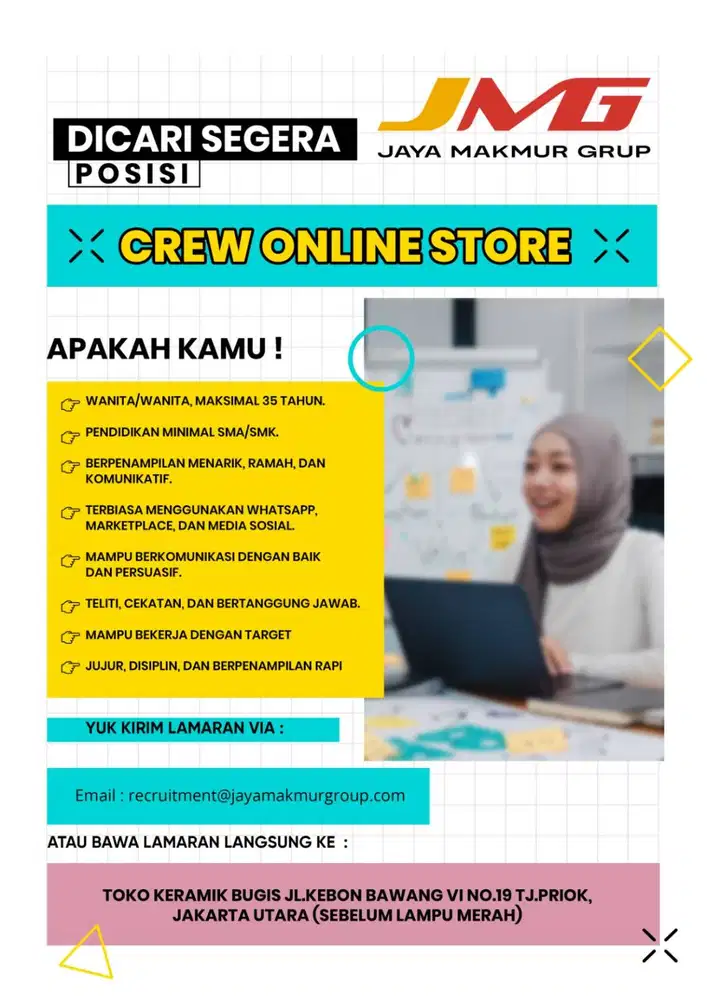 DIBUTUHKAN SEGERA CREW ONLINE STORE LOKASI JAKARTA UTARA