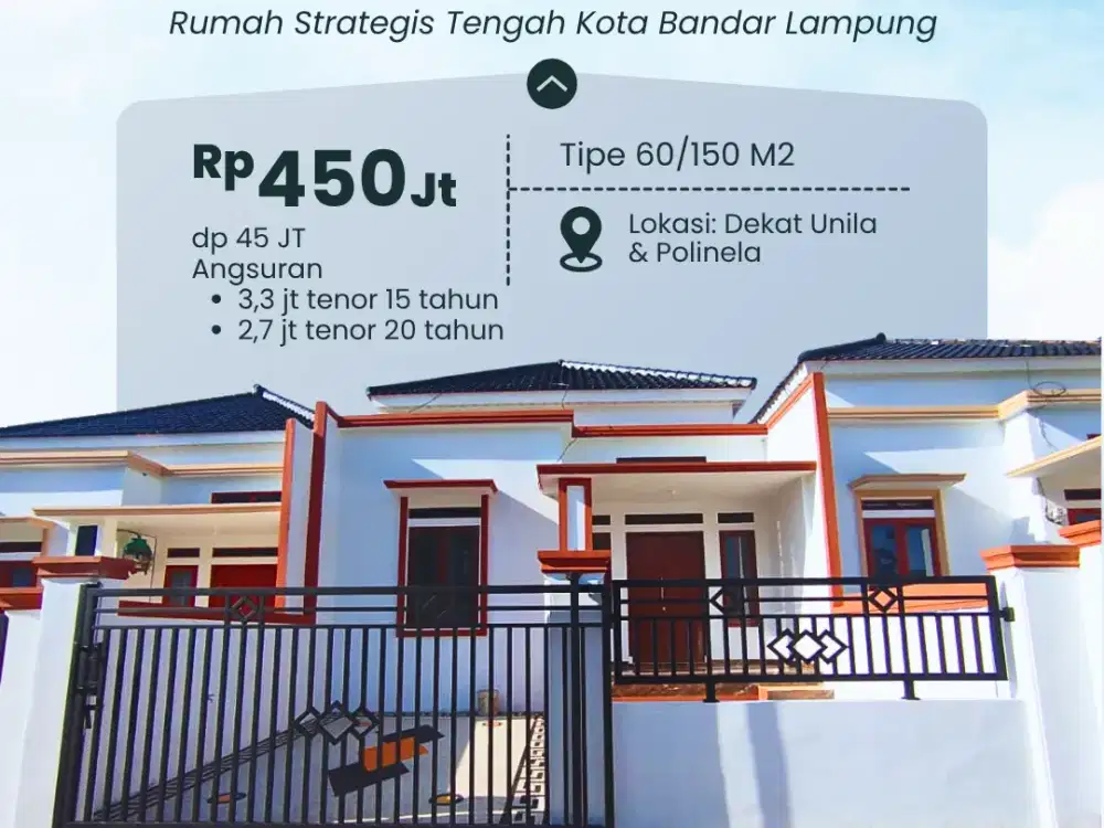 RUMAH MURAH DENGAN TANAH LUAS DI RAJABASA 5 MENIT KAMPUS POLINELA