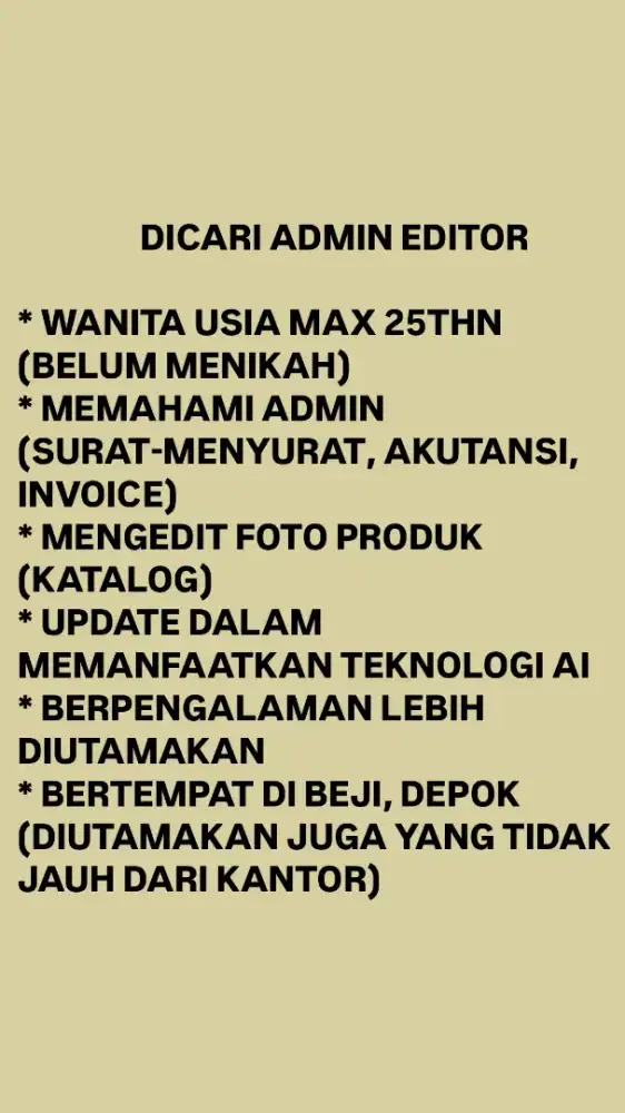 DIBUTUHKAN ADMIN EDITOR