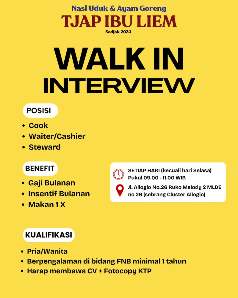 SELAMA IKLAN MASIH TERPASANG, LOWONGAN MASIH ADA