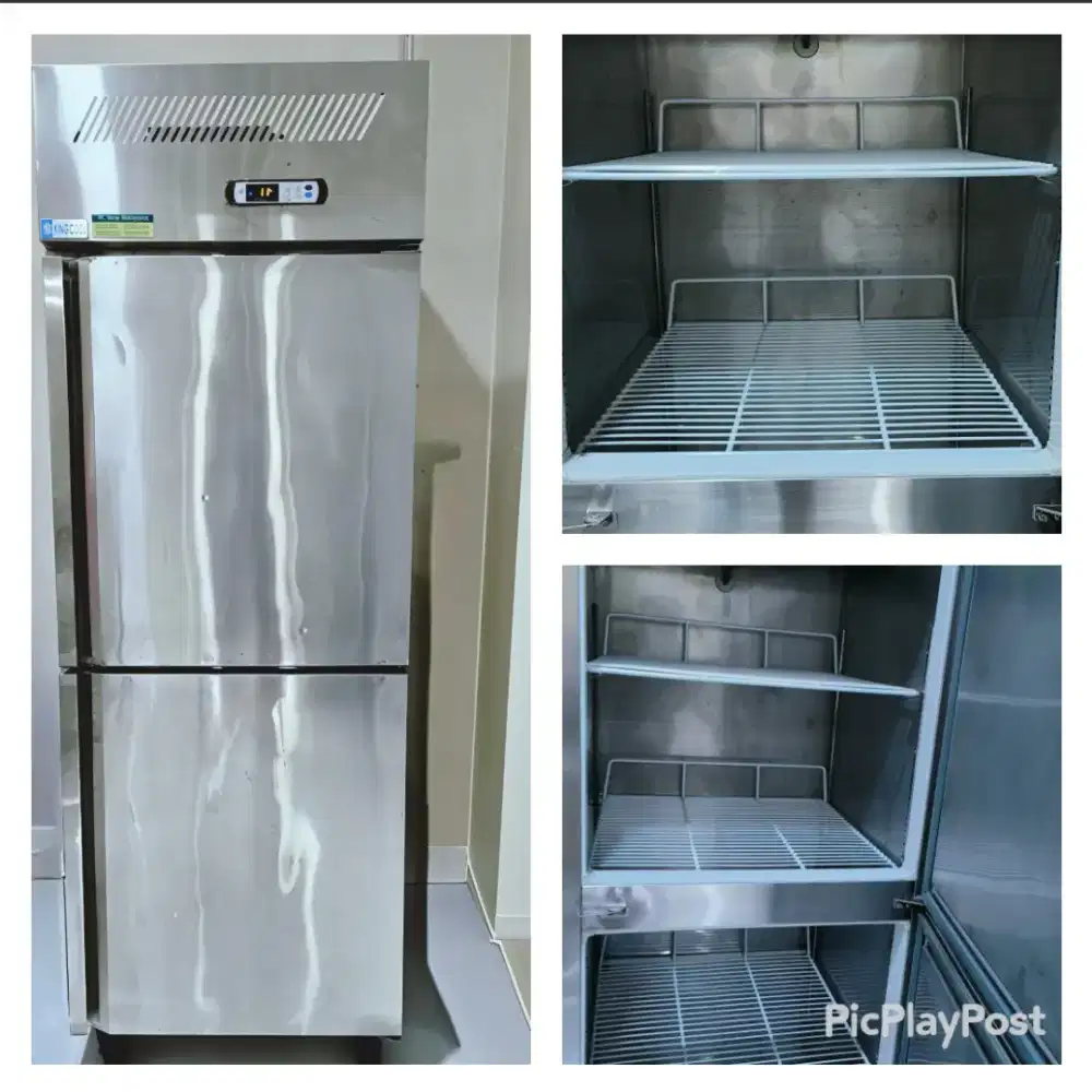 Kulkas Stainless Komersial 2 Pintu – Dingin Normal, Siap Pakai