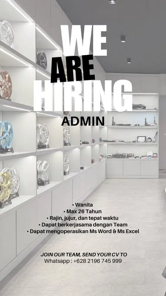 LOWONGAN PEKERJAAN ADMIN BENGKEL & STAFF KEDAI