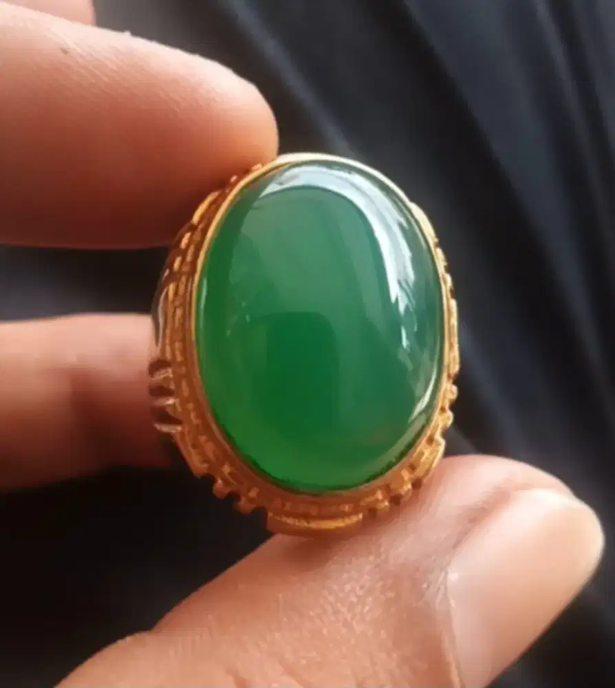 Batu cincin akik ijo garut natural green chalsedony