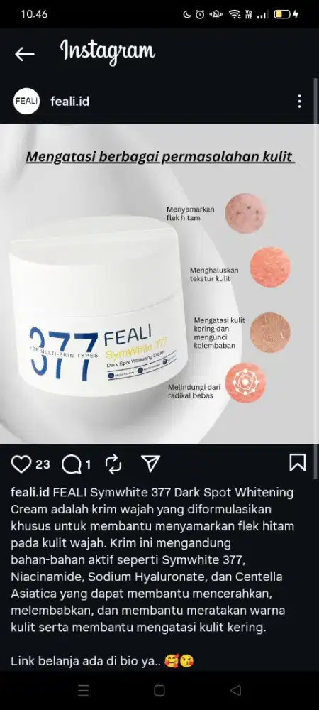 Feali dark spot whitening cream