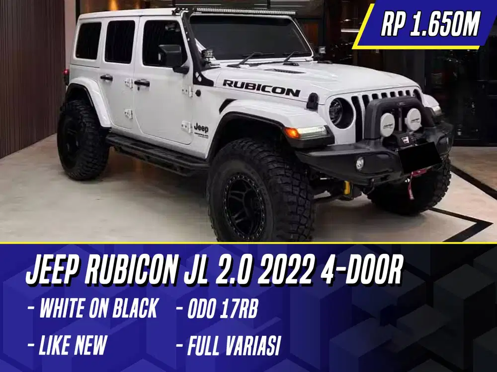 Jeep Rubicon JL 2.0 2022 4 Door Silver White on Black Putih 4Door