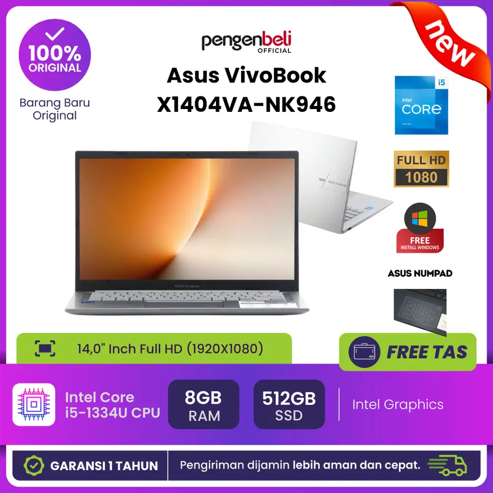 Asus VivoBook X1404VA-NK946 with Intel i5 1334U and 8GB RAM and 512GB