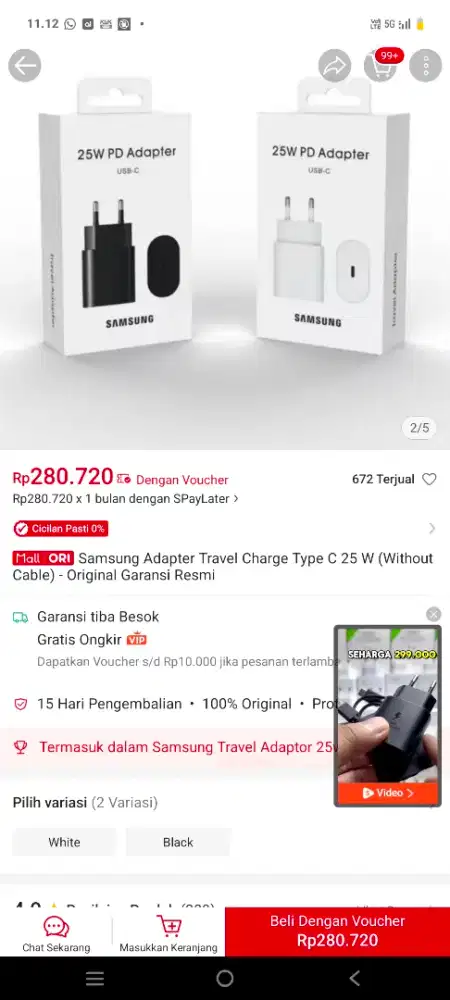 Pala charge samsung ori 25wat