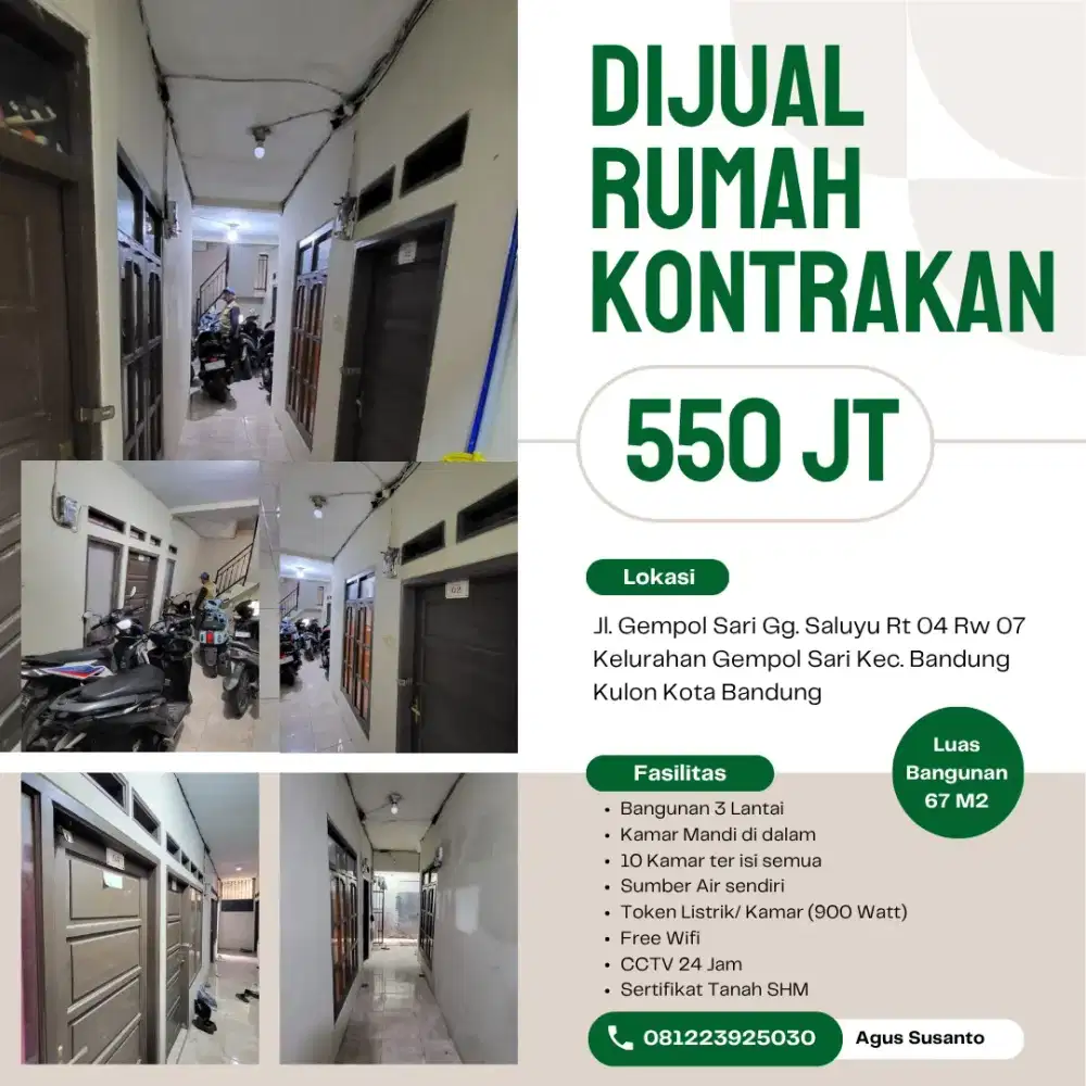 Jual Rumah Kost 10 Kamar