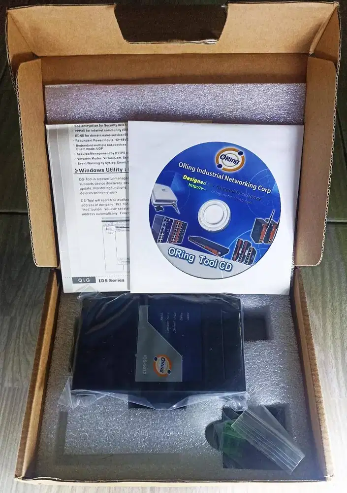 ORing IDS-5012, 1-port RS-232/422/485 to 2 port LAN serial to Ethernet