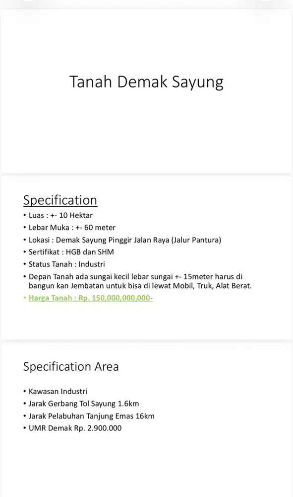 Di jual tanah 10 hektar di pinggir jalan demak sayung