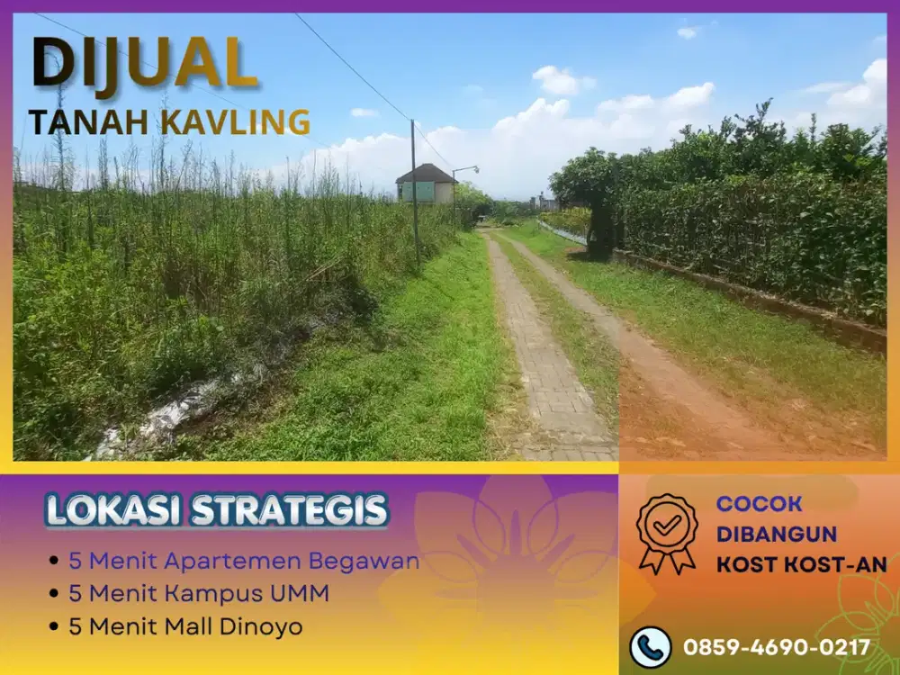 5 Menit Kampus Brawijaya Malang Tanah Kavling Perumahan Cocok Dibangun Kos Kosan Sertifikat