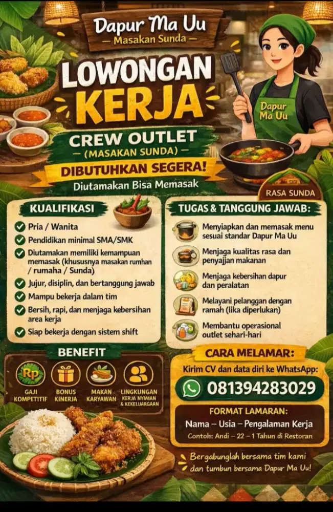 Lowongan Crew Outlet Masakan Sunda