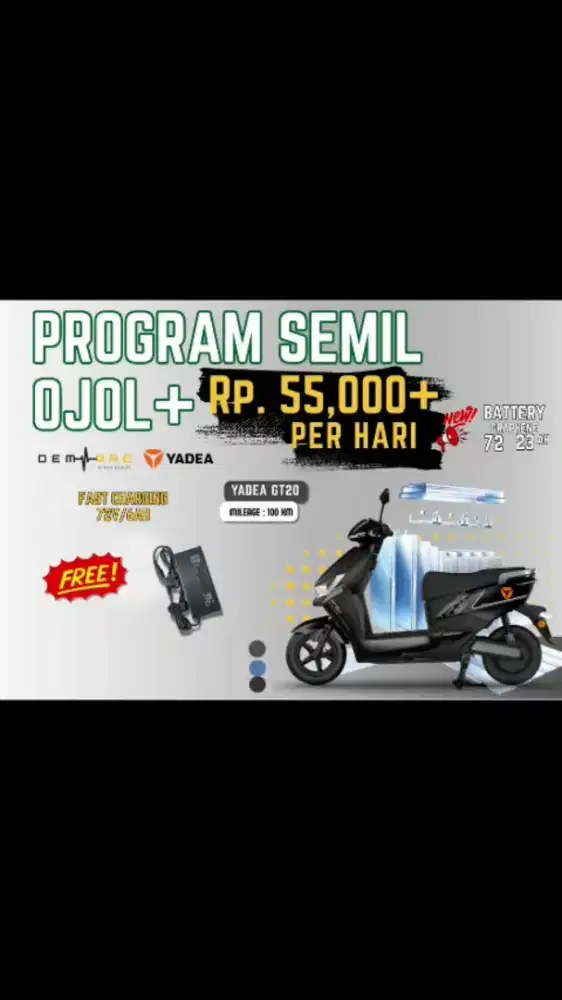 Sewa milik motor listrik yadea GT 20