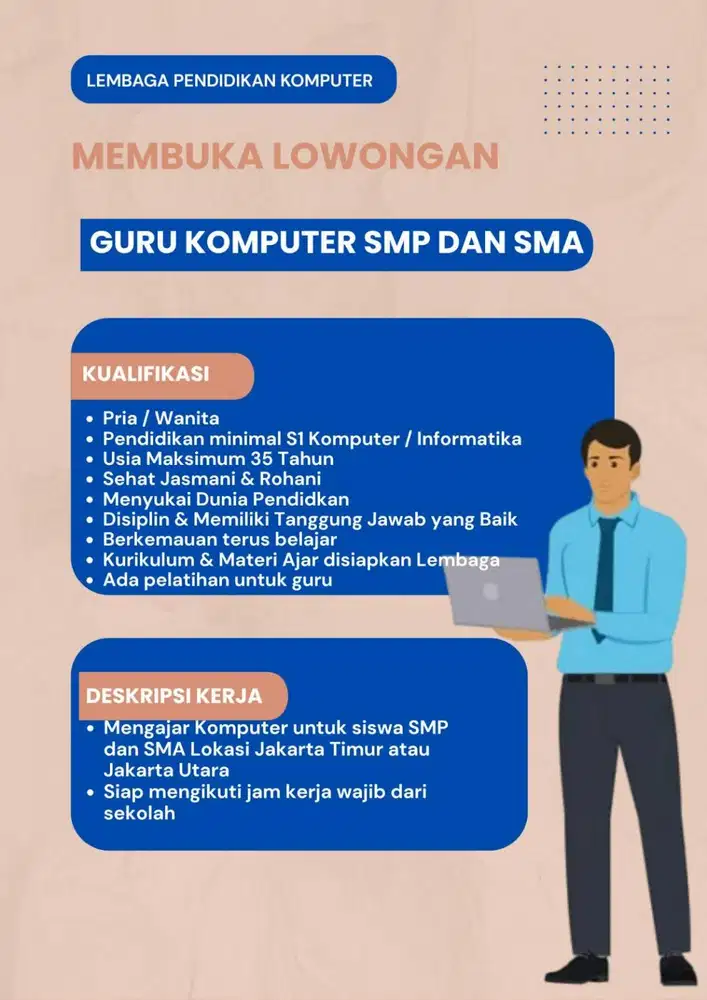 Di Butuhkan Segera Guru Komputer SMP dan SMA