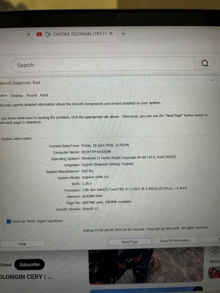 LAPTOP DELL GEN 11TH i5-1135G7