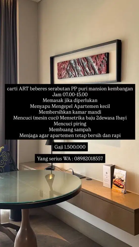 Cari ART PP di puri mansion kembangan