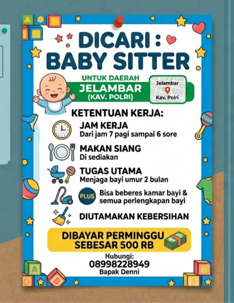 Di Cari Baby Sitter dengan gaji yang menarik